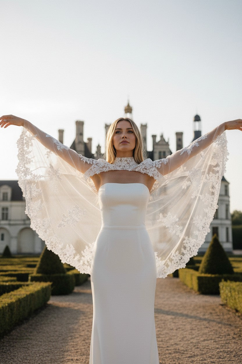 Long Sleeve Lace Bridal Bolero — Long, 8 Colours