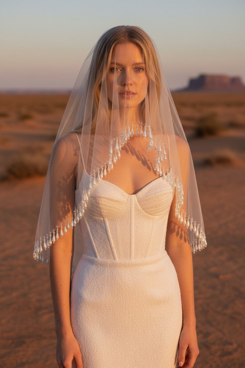 Appliqué Tulle Wedding Veil — 16 Colours