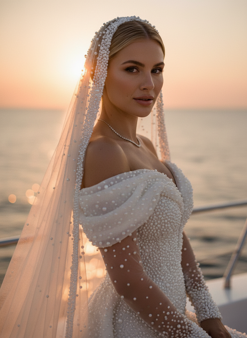 Mermaid Off Shoulder Wedding Dress — with Train, 3 Colours