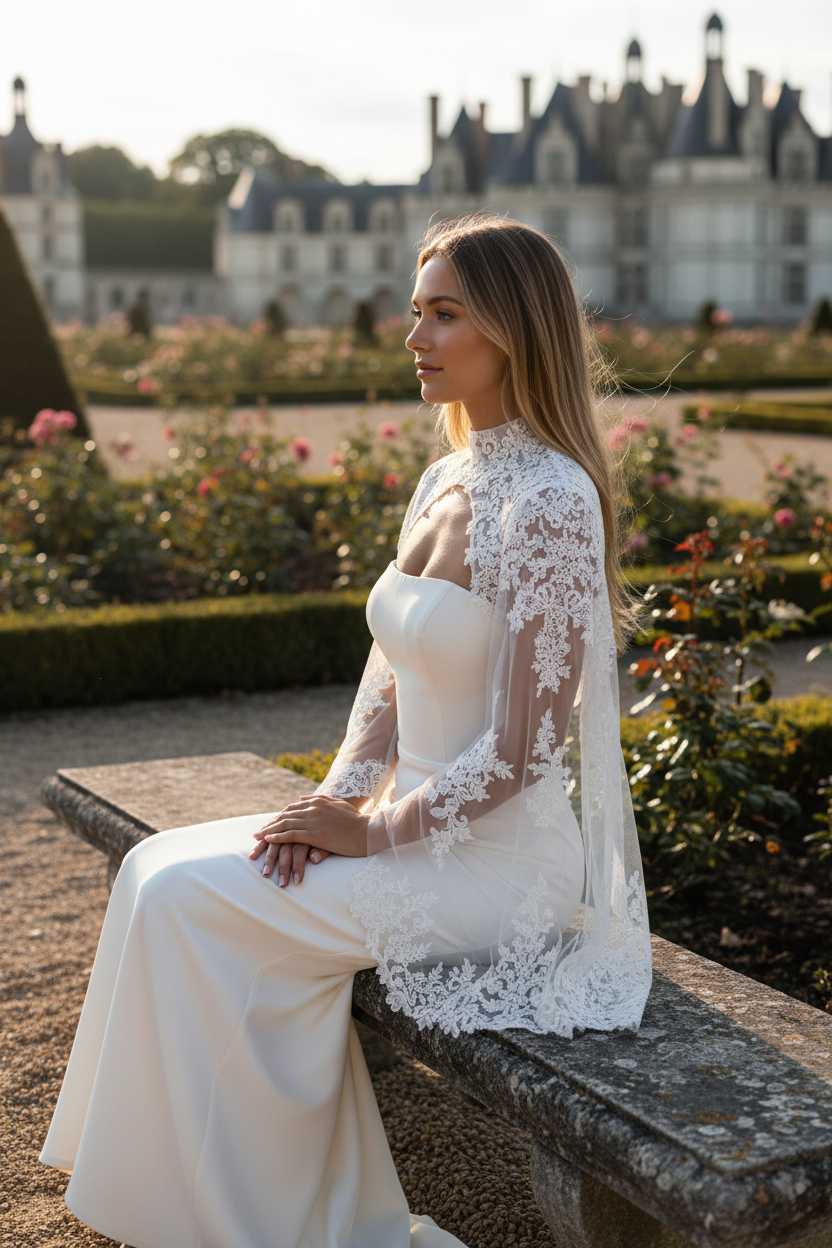 Long Sleeve Lace Bridal Bolero — Long, 8 Colours