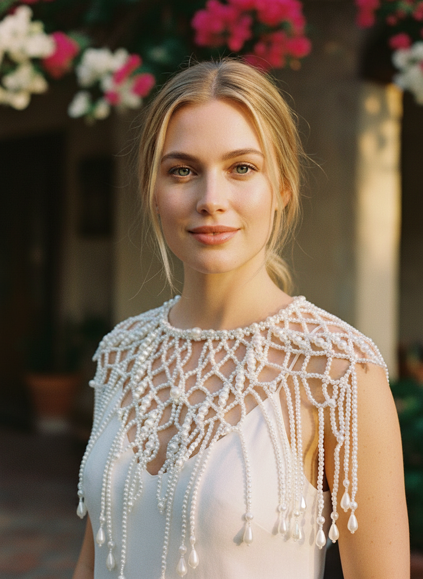 Shoulder Chain Pearl Bridal Shawl