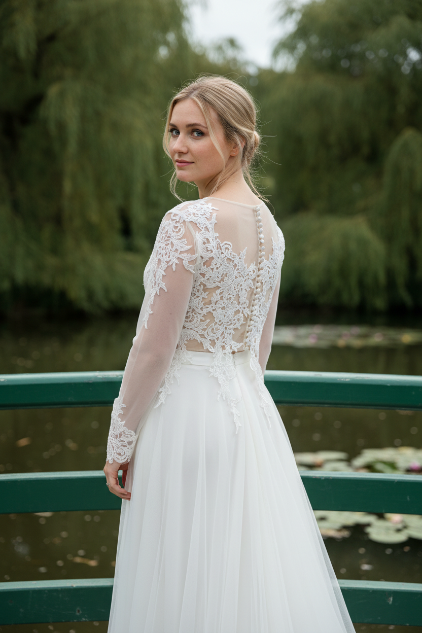 Long Sleeve Lace Bridal Bolero — Long, XXL to XL