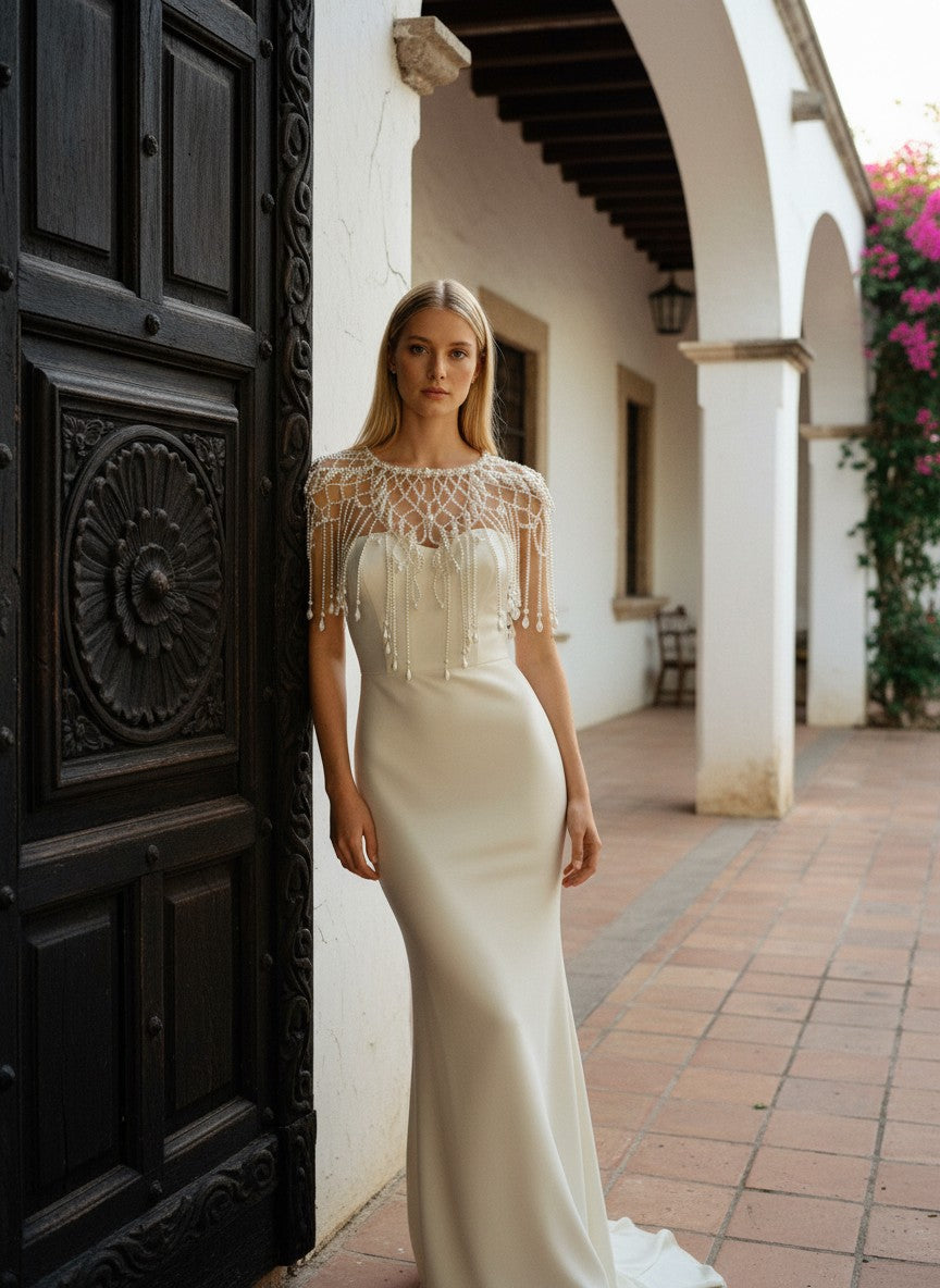 Shoulder Chain Pearl Bridal Shawl