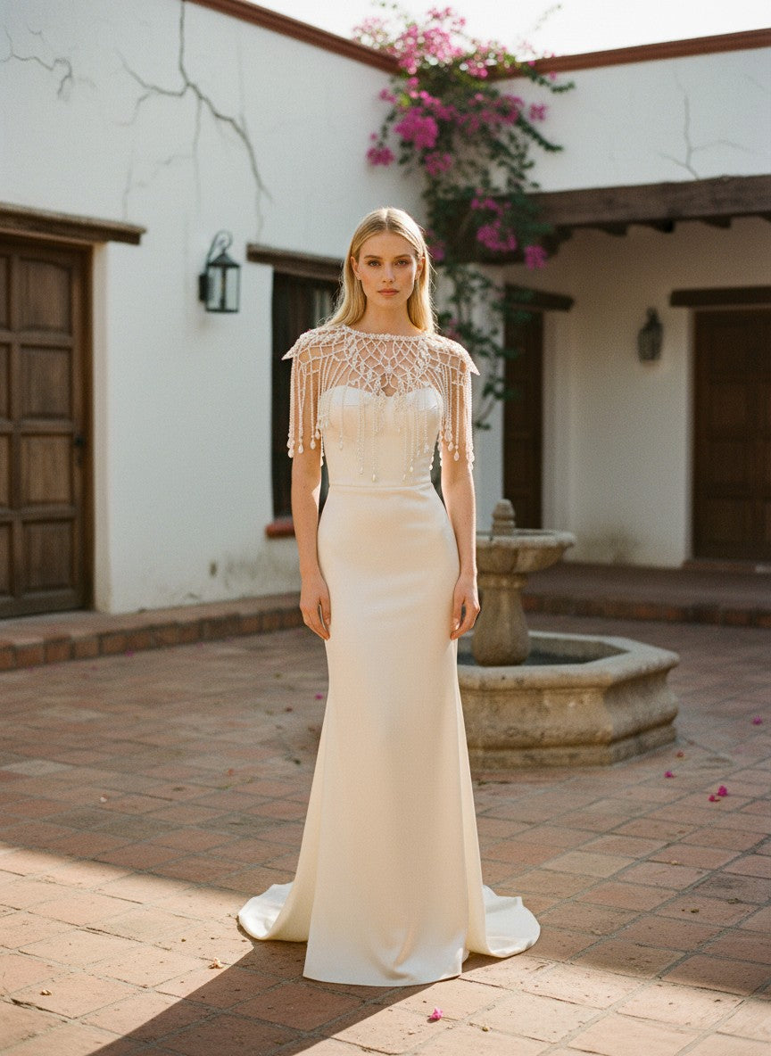 Shoulder Chain Pearl Bridal Shawl