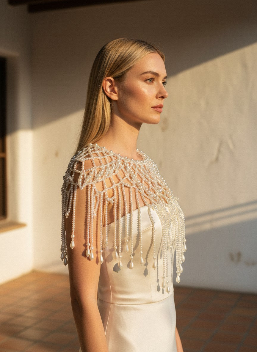 Shoulder Chain Pearl Bridal Shawl