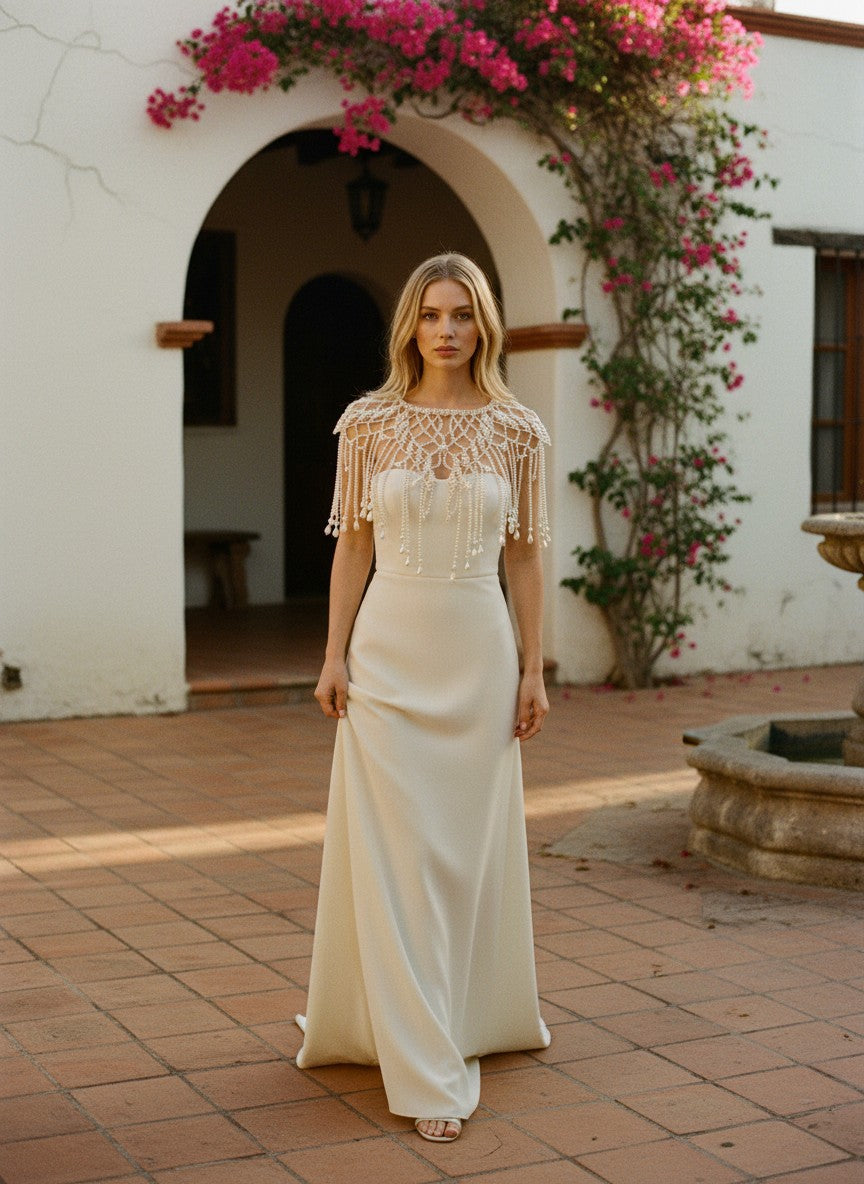 Shoulder Chain Pearl Bridal Shawl