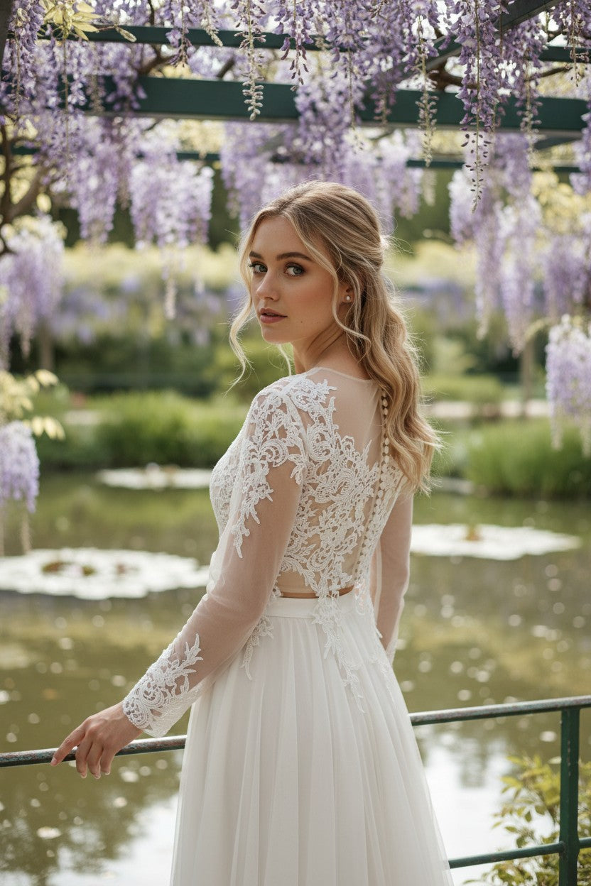 Long Sleeve Lace Bridal Bolero — Long, XXL to XL