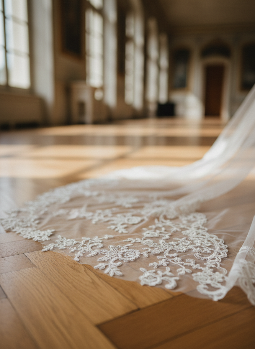 Cathedral Lace Wedding Veil — Single Tier, 300 to 500 cm