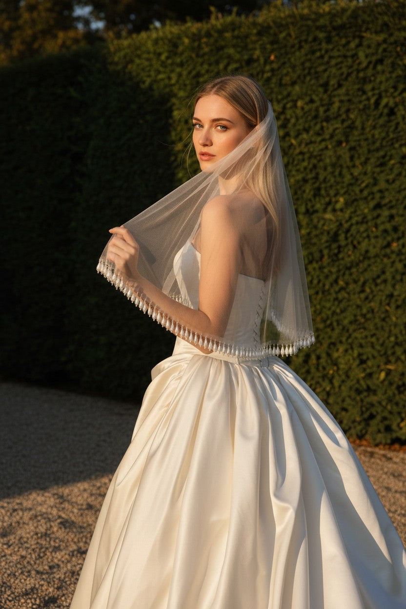 Pearl Wedding Veil — Short