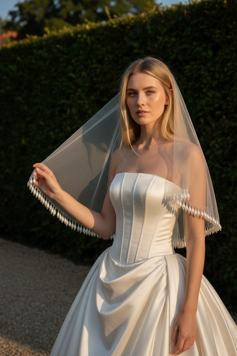 Pearl Wedding Veil — Short