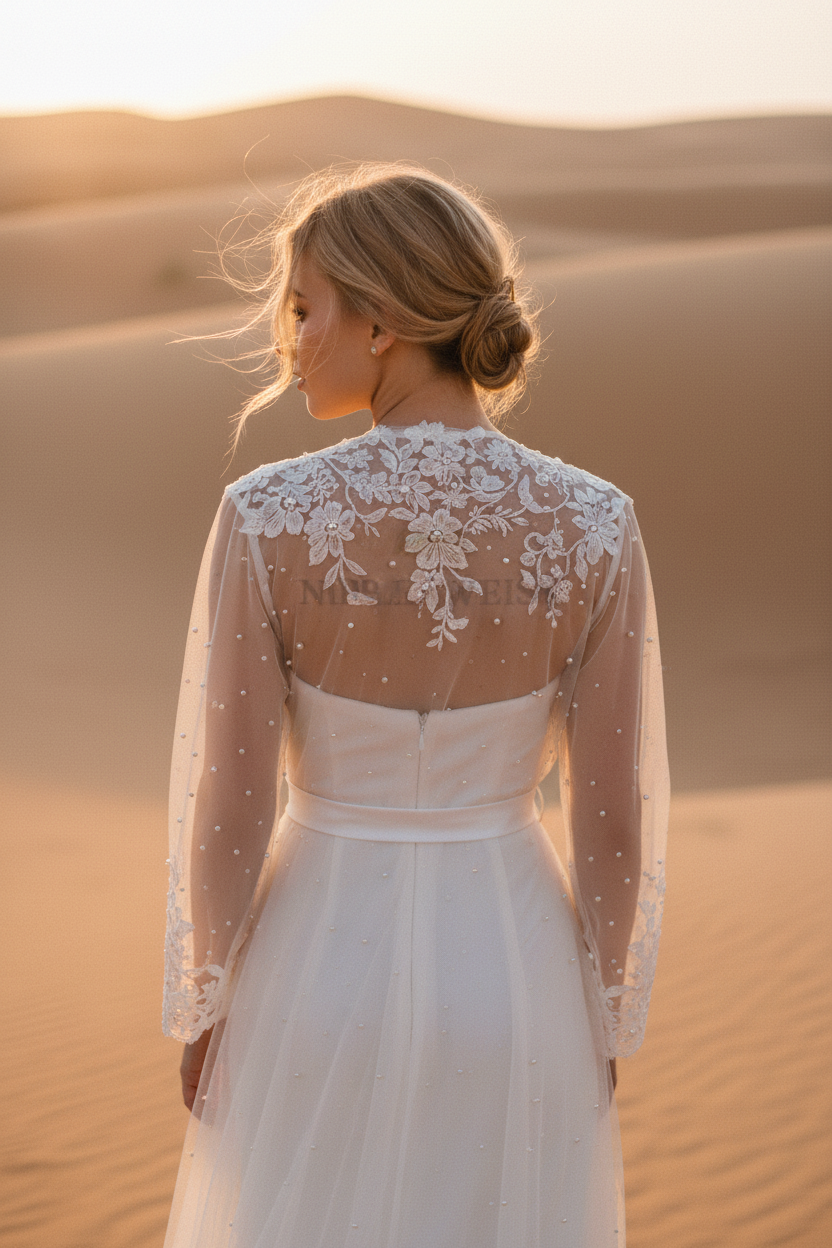 Crystal Long Sleeve Bridal Bolero — 12 to 14