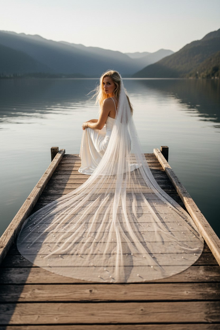Pearl Wedding Veil — Long, 3 Colours