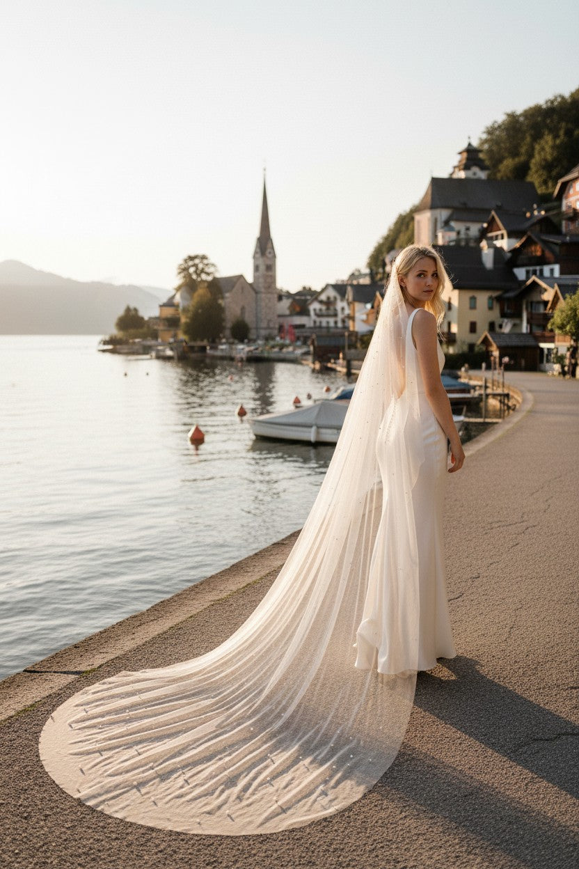 Pearl Wedding Veil — Long, 3 Colours
