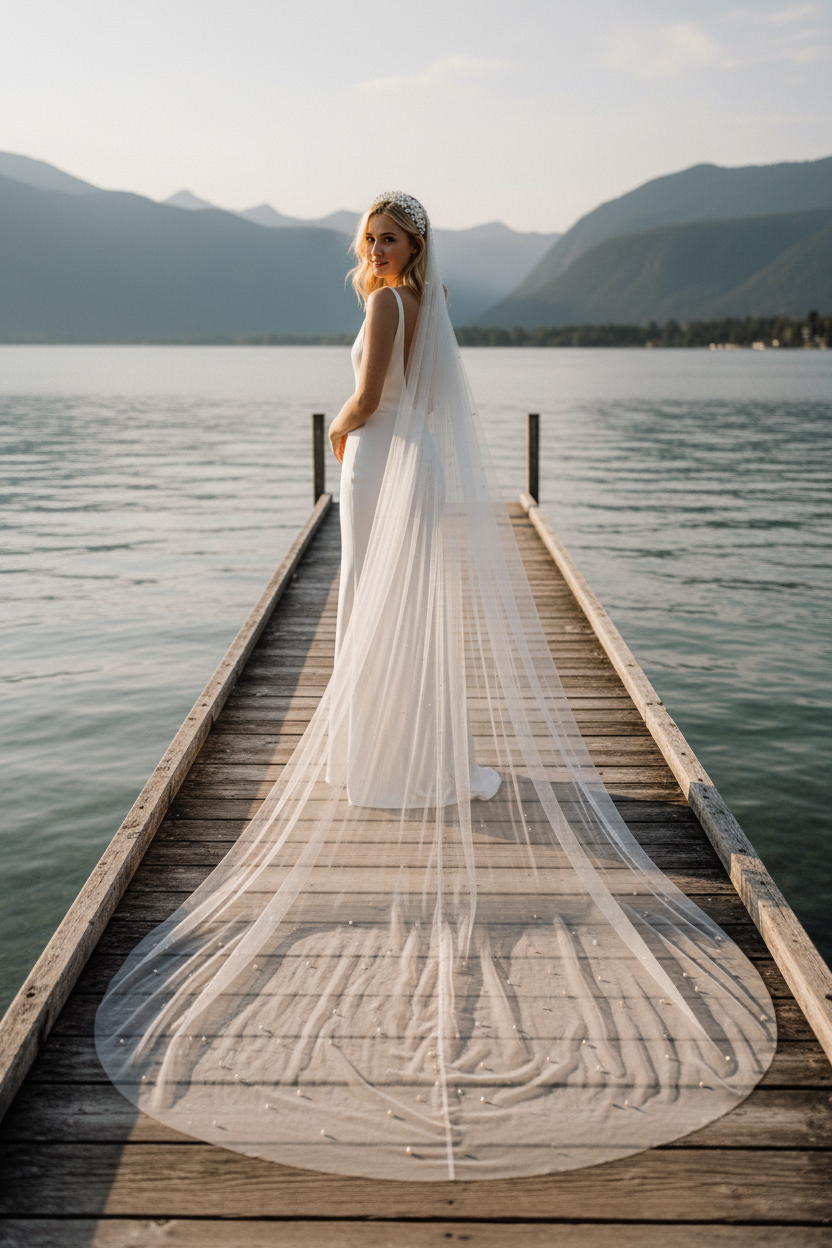 Pearl Wedding Veil — Long, 3 Colours