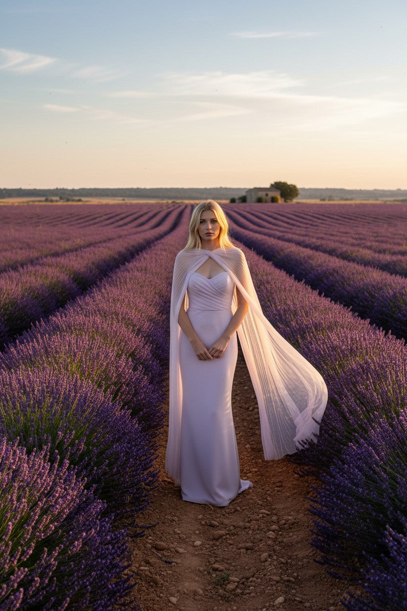 Pleated Tulle Bridal Cape Shawl — 16 Colours