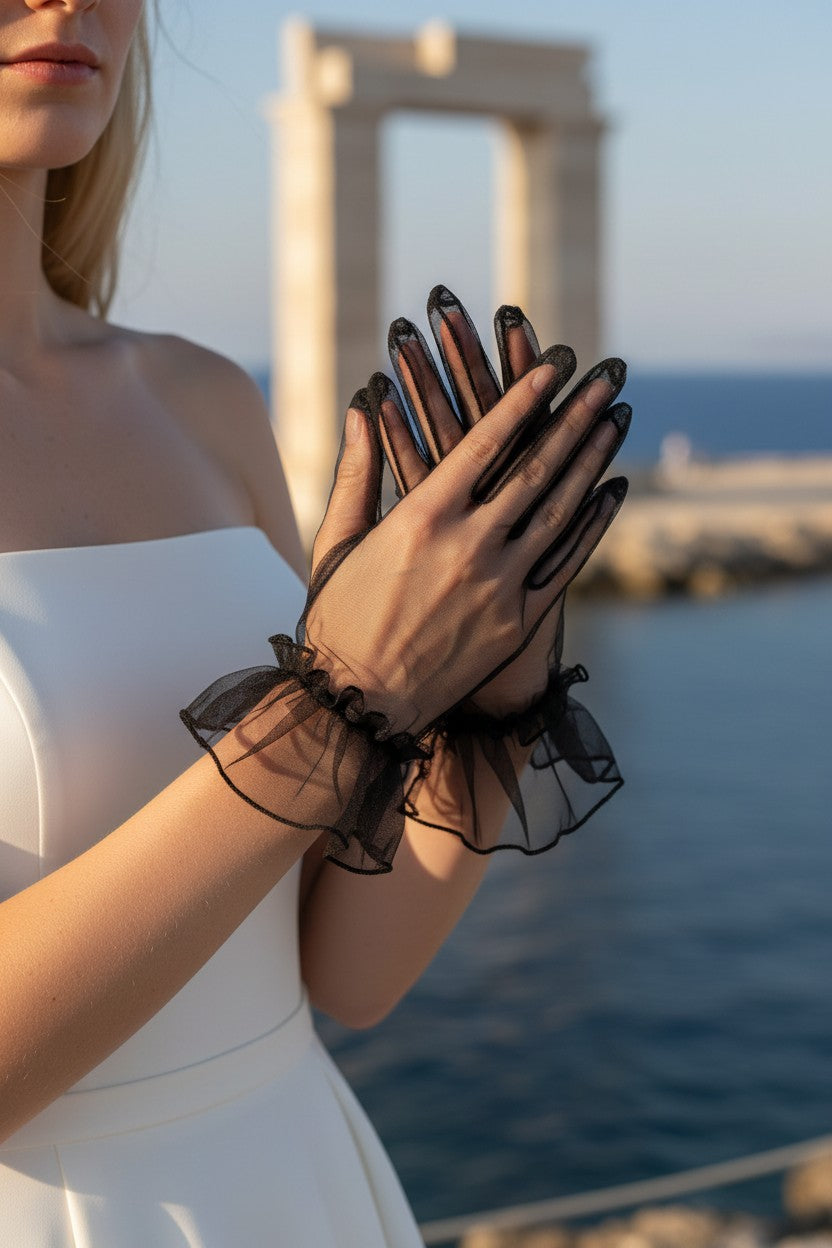 Lace Tulle Bridal Gloves — 10 Colours, One Size