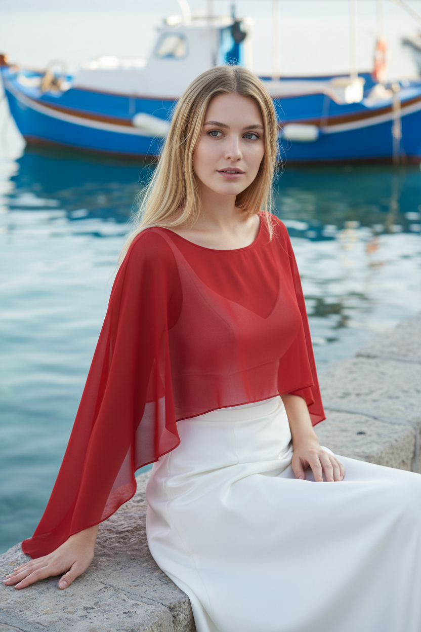 Chiffon Bridal Cape — Long, 9 Colours