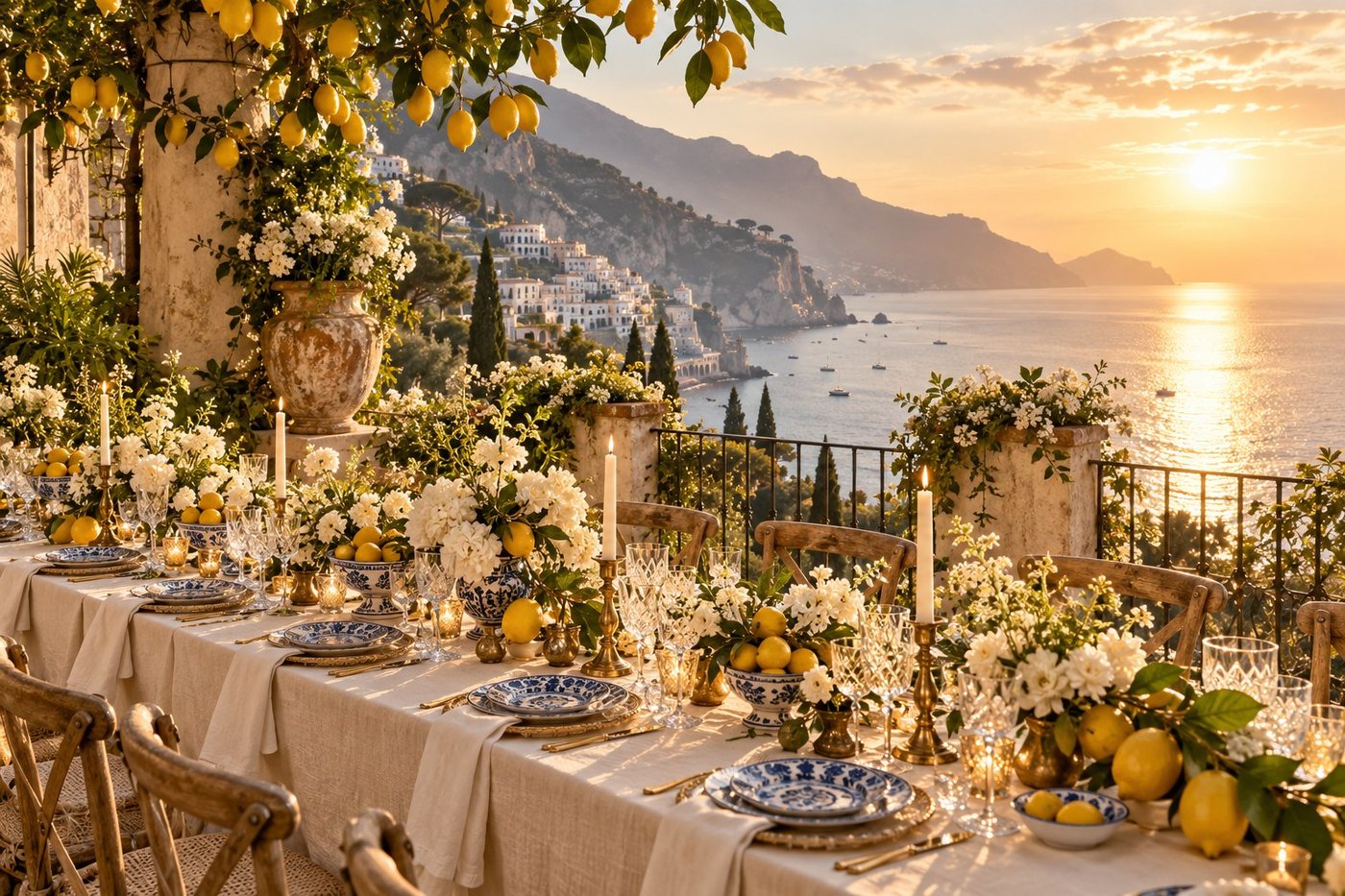 A lemon-grove terrace above the sea