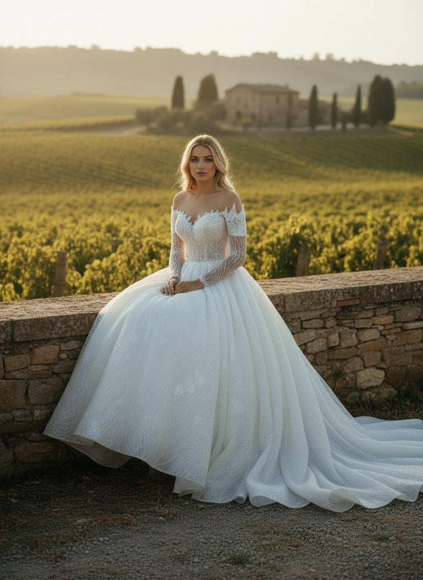 Crystal A-Line Wedding Dress — 10 to 14 W