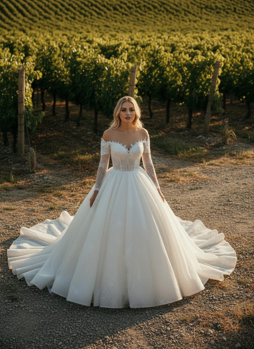 Crystal A-Line Wedding Dress — 10 to 14 W