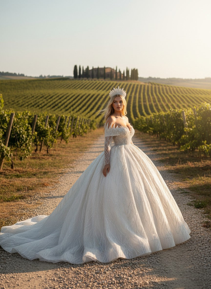 Crystal A-Line Wedding Dress — 10 to 14 W