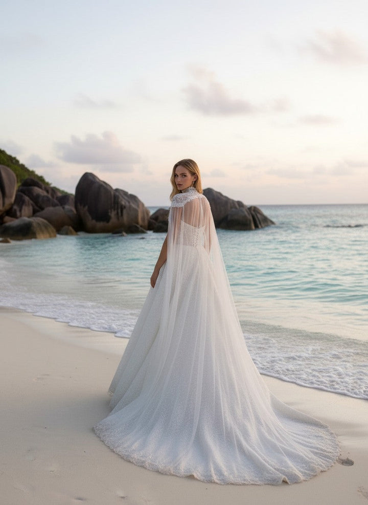 A-Line High Neck Wedding Dress — 26W to 14
