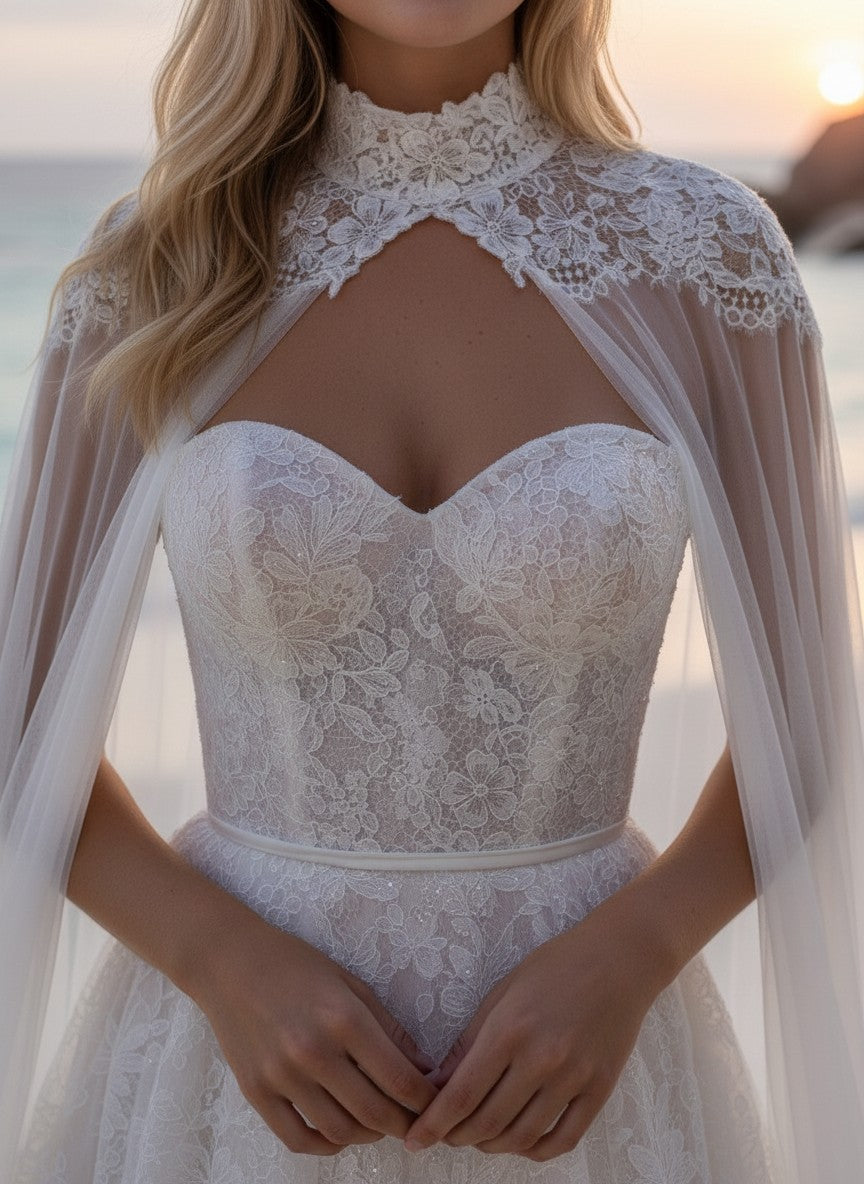 A-Line High Neck Wedding Dress — 26W to 14