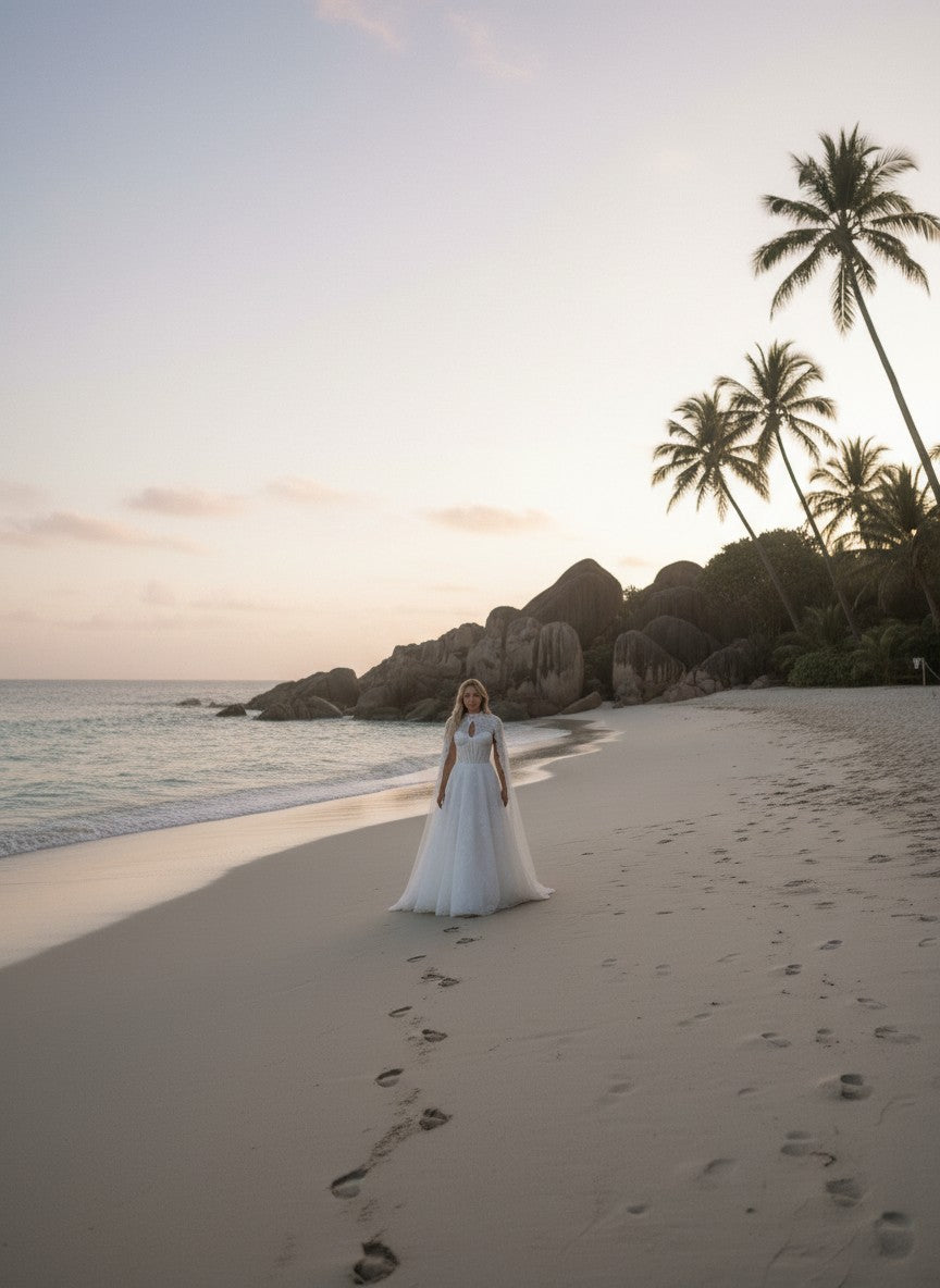A-Line High Neck Wedding Dress — 26W to 14