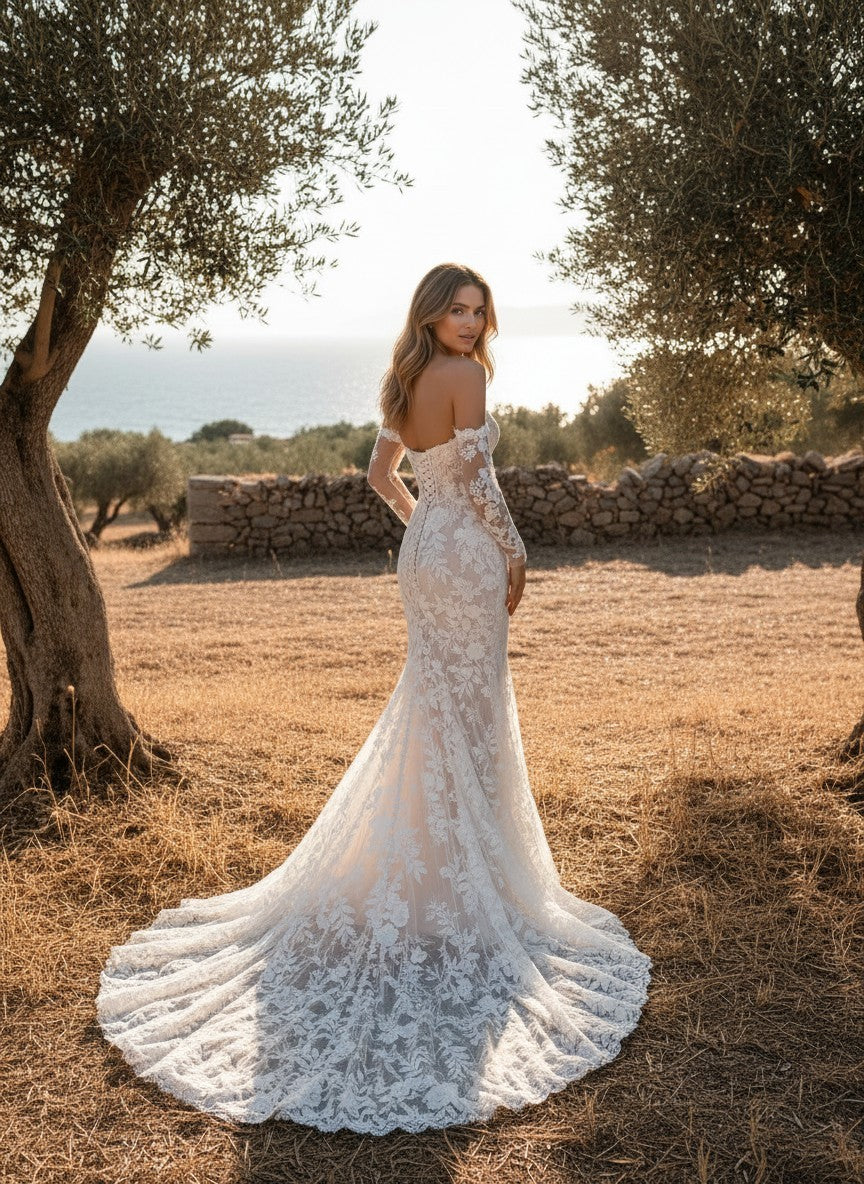 Mermaid Lace Wedding Dress — 3 Colours, 18 W to 6