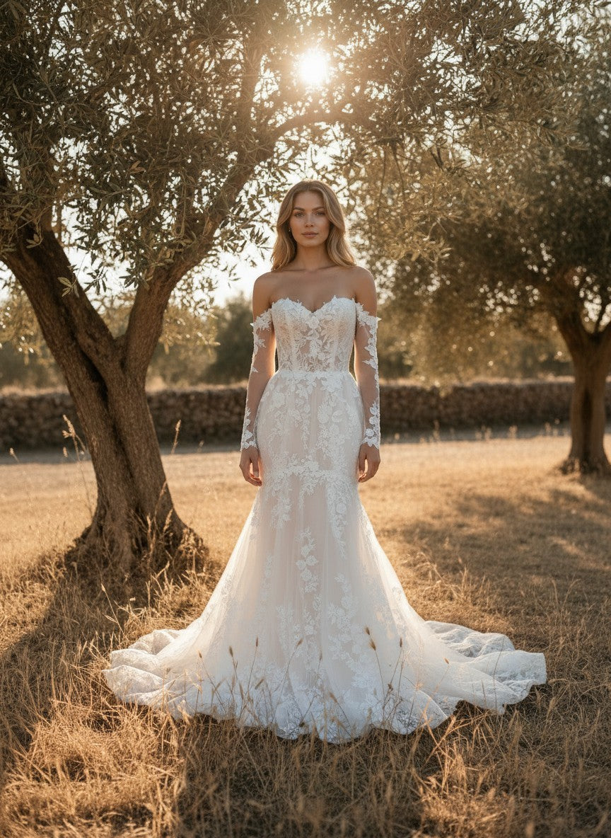 Mermaid Lace Wedding Dress — 3 Colours, 18 W to 6