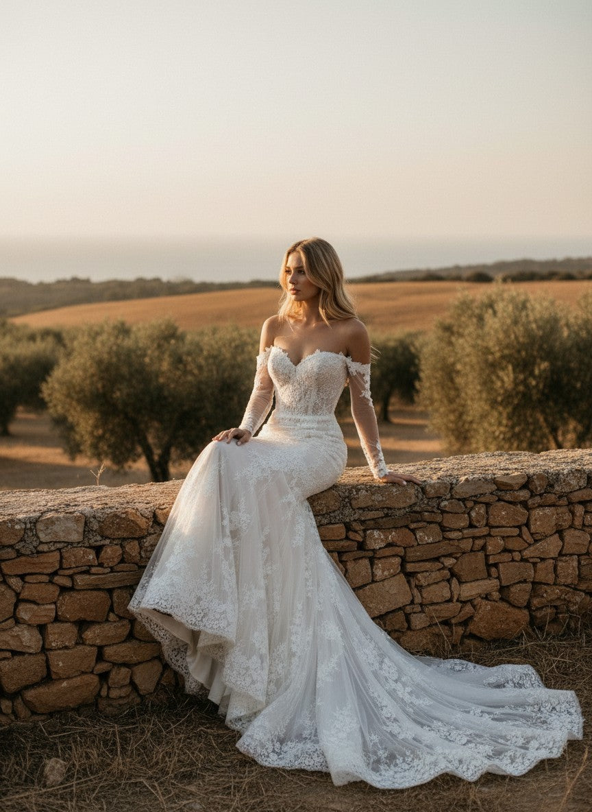Mermaid Lace Wedding Dress — 3 Colours, 18 W to 6