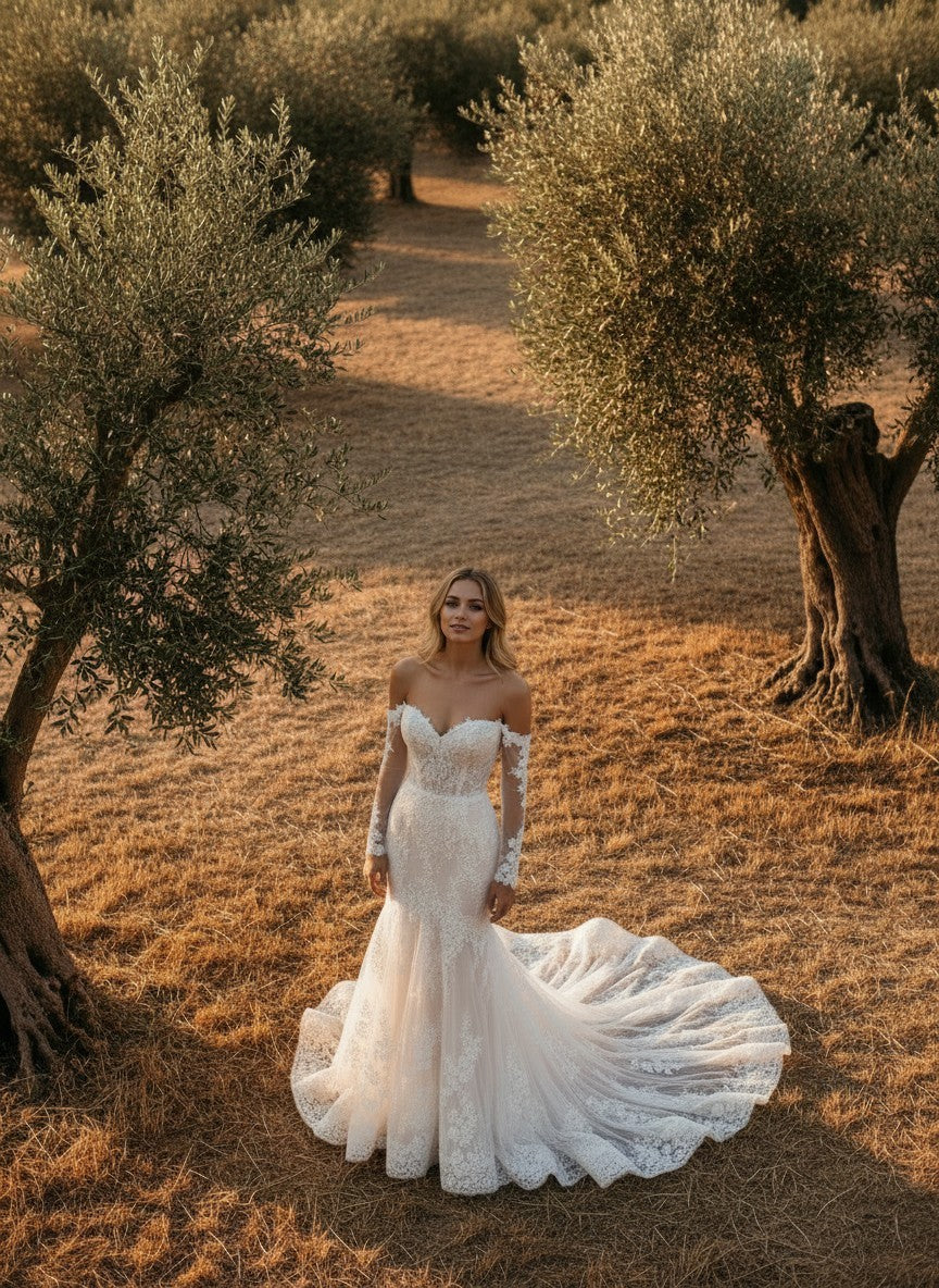 Mermaid Lace Wedding Dress — 3 Colours, 18 W to 6