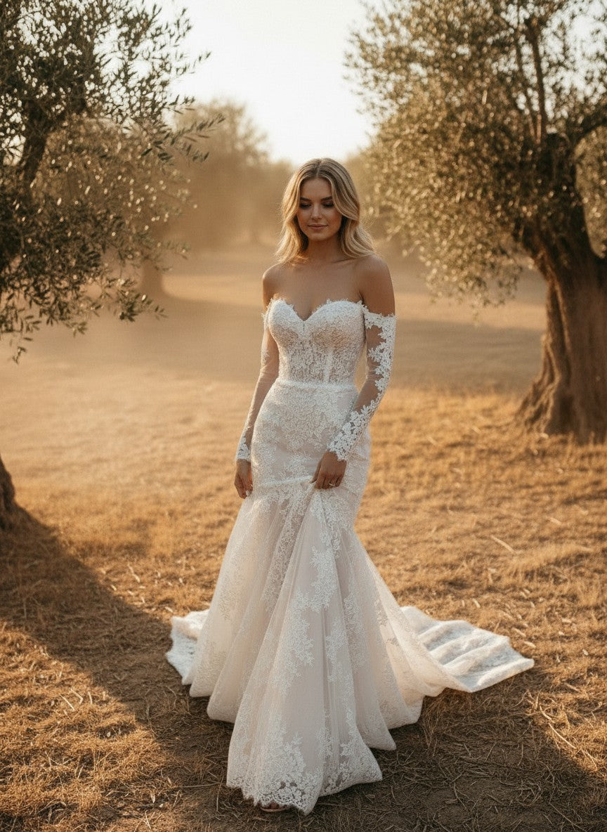 Mermaid Lace Wedding Dress — 3 Colours, 18 W to 6