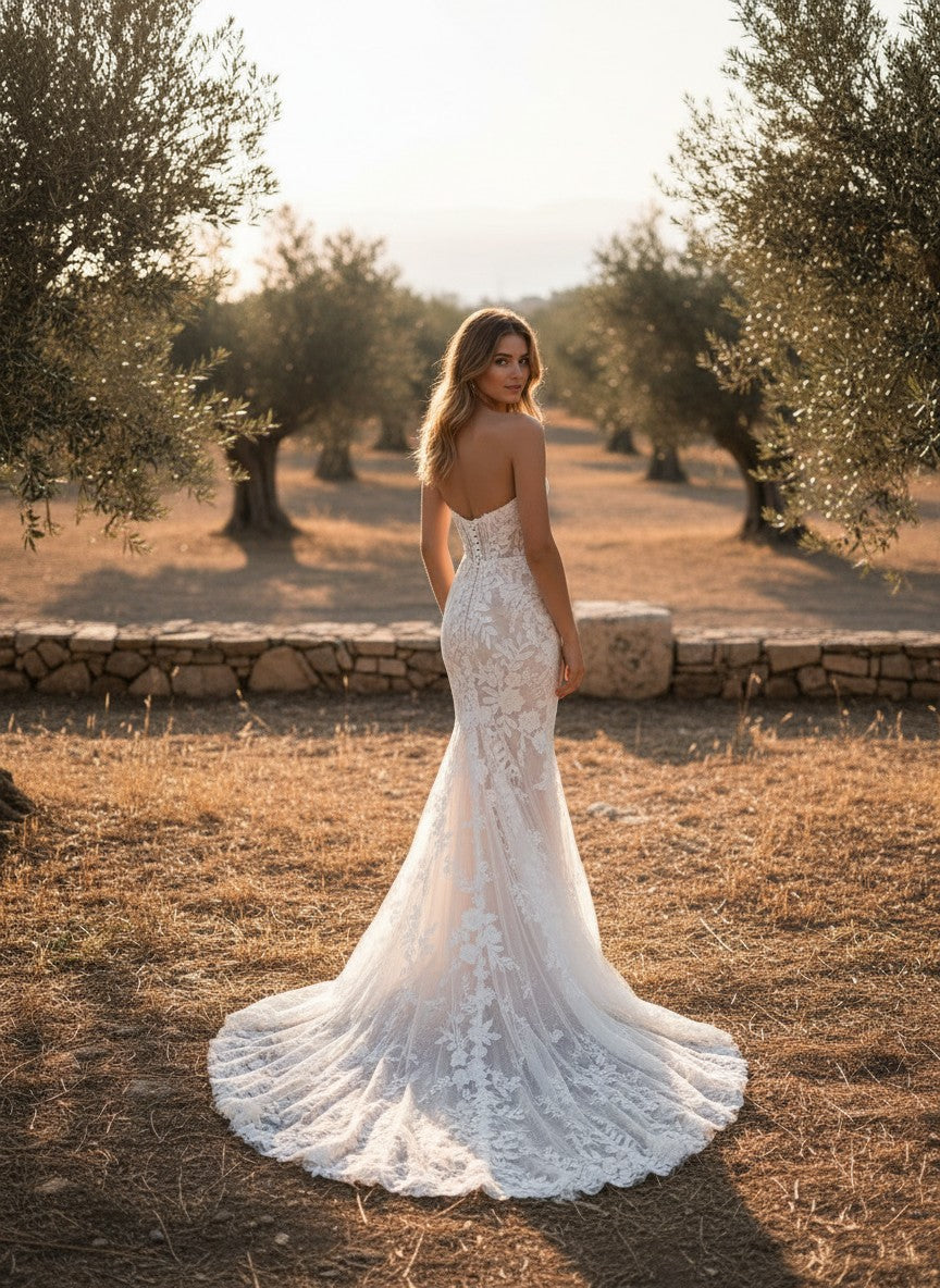 Mermaid Lace Wedding Dress — 3 Colours, 18 W to 6