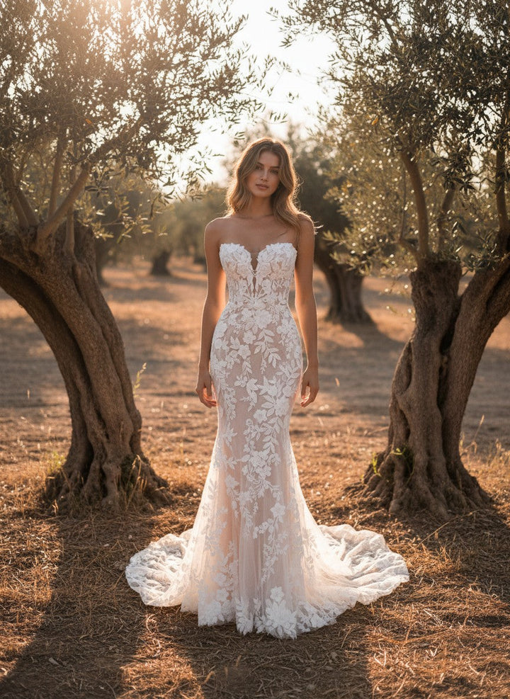 Mermaid Lace Wedding Dress — 3 Colours, 18 W to 6