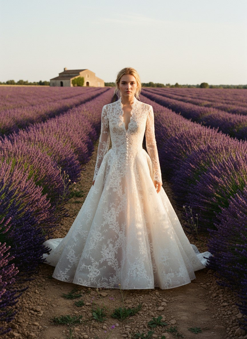 A-Line Long Sleeve Wedding Dress — 6 Colours, 12 to 20W