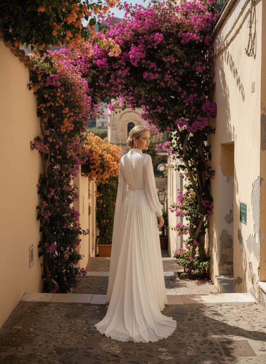 A-Line High Neck Wedding Dress — 24W to 14