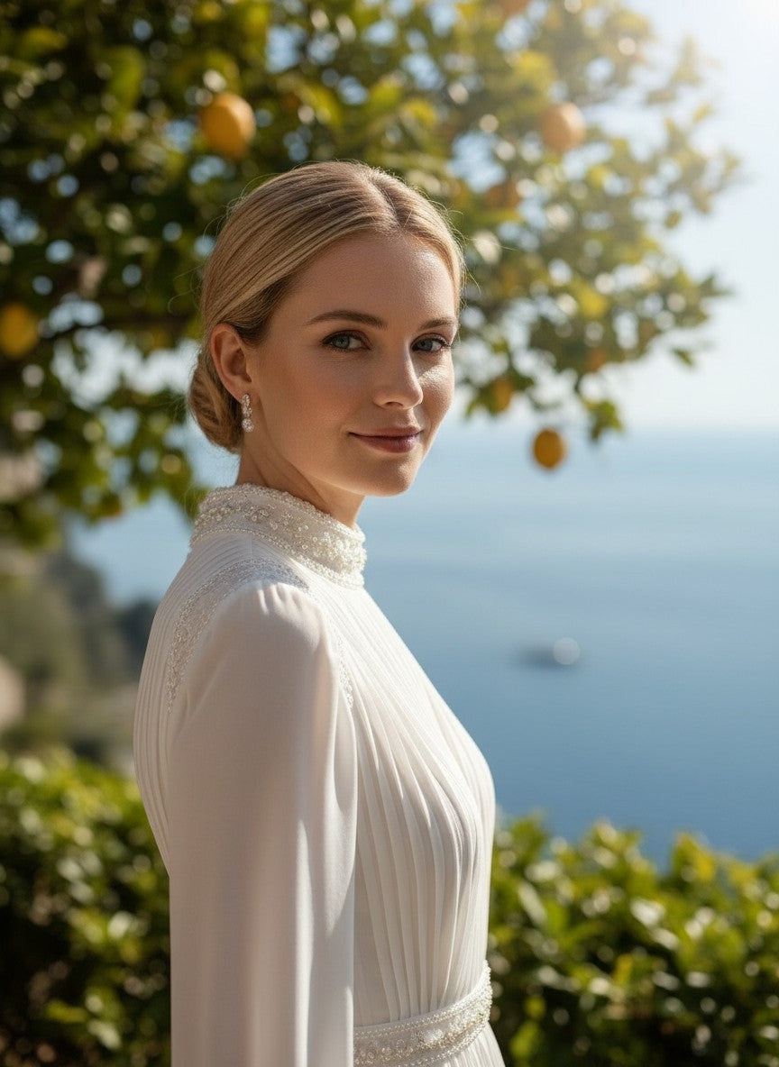 A-Line High Neck Wedding Dress — 24W to 14