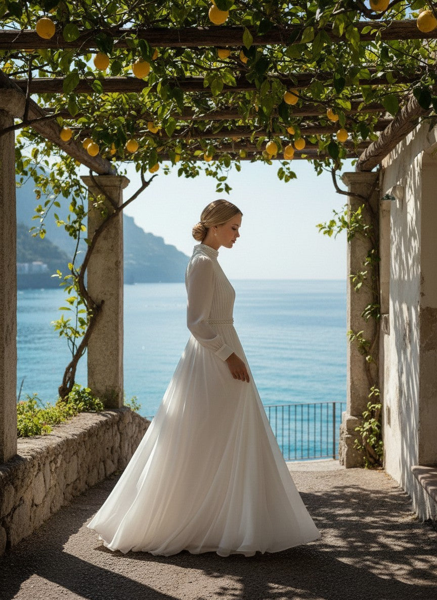 A-Line High Neck Wedding Dress — 24W to 14