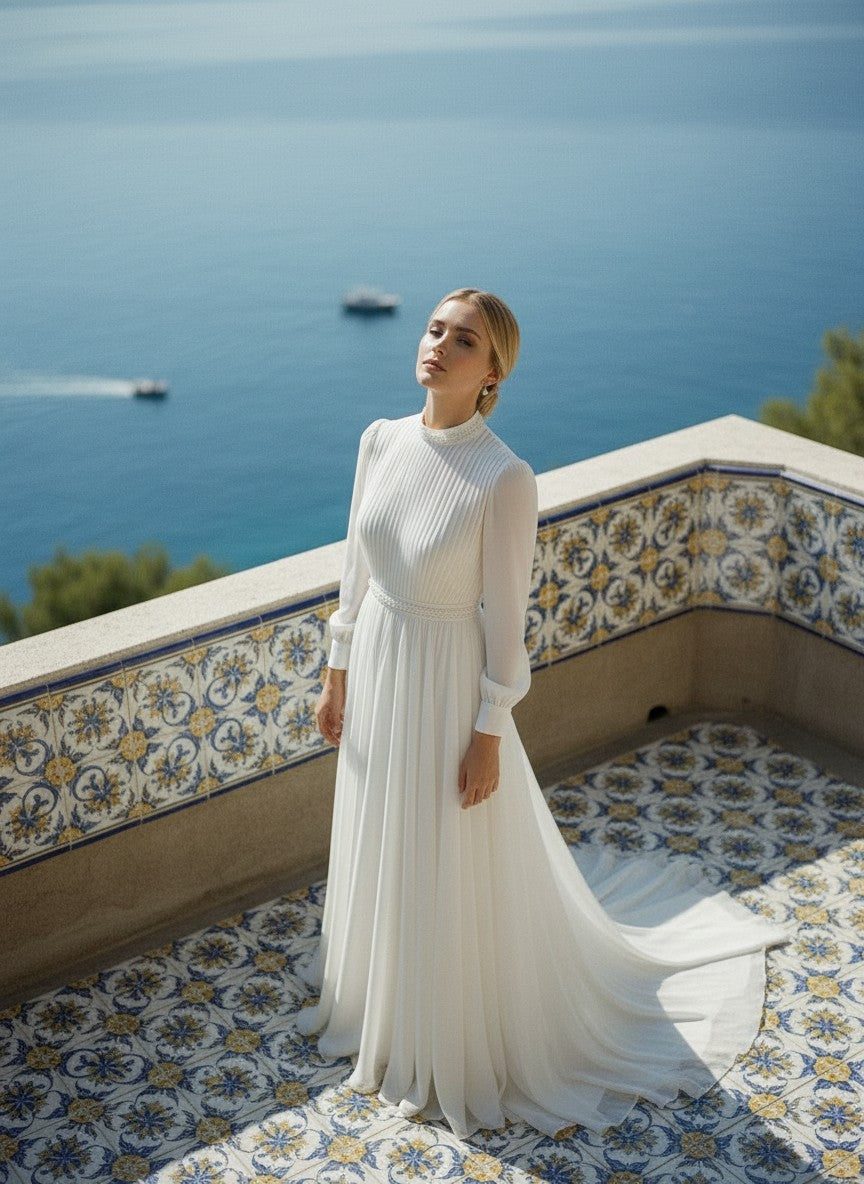 A-Line High Neck Wedding Dress — 24W to 14
