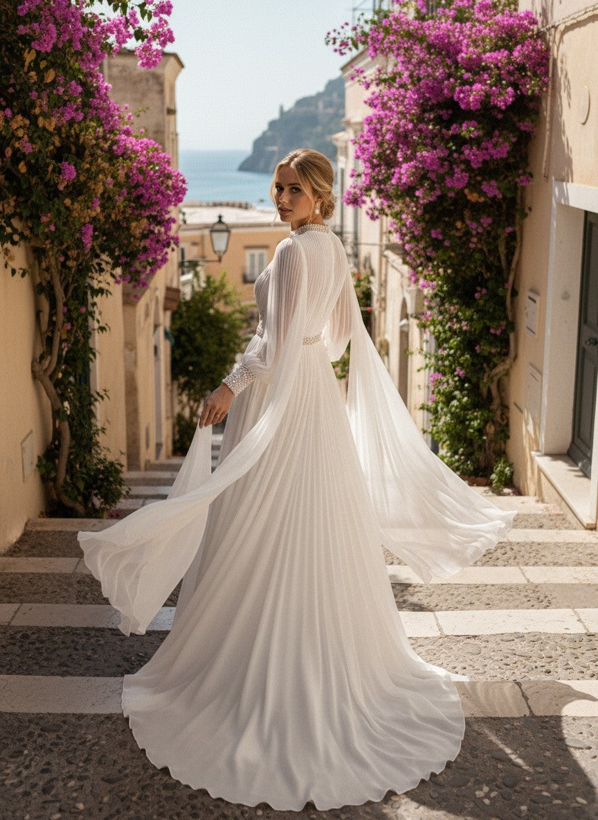 A-Line High Neck Wedding Dress — 24W to 14