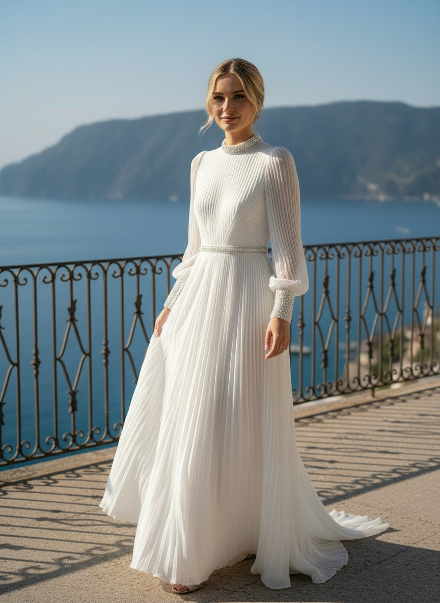 A-Line High Neck Wedding Dress — 24W to 14