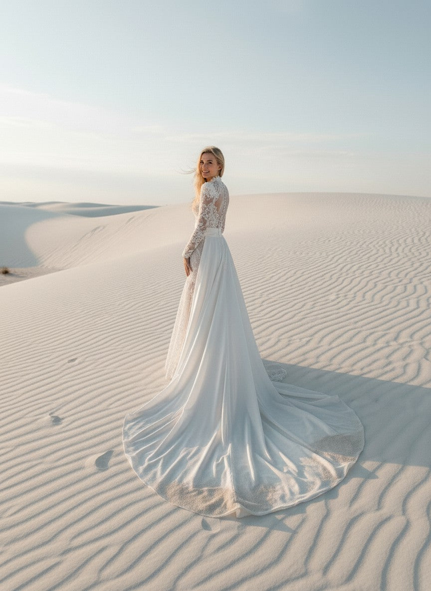 Mermaid Lace Wedding Dress — with Train, 7 Colours