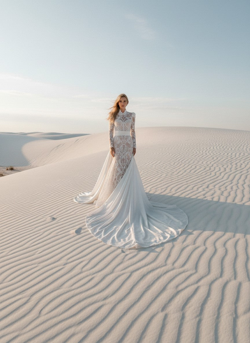 Mermaid Lace Wedding Dress — with Train, 7 Colours