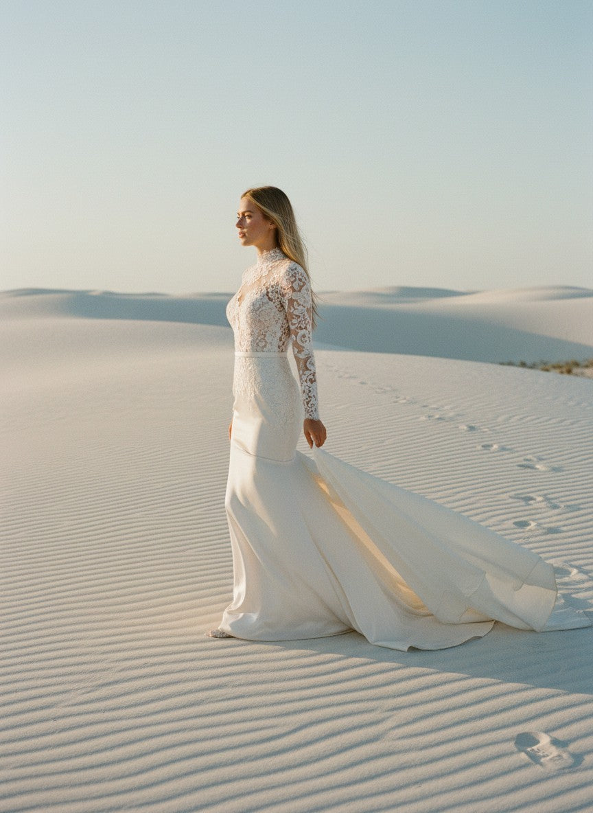 Mermaid Lace Wedding Dress — with Train, 7 Colours