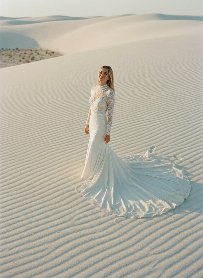 Mermaid Lace Wedding Dress — with Train, 7 Colours