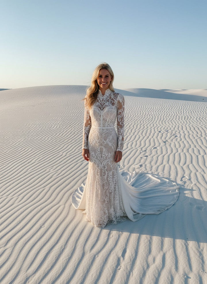 Mermaid Lace Wedding Dress — with Train, 7 Colours