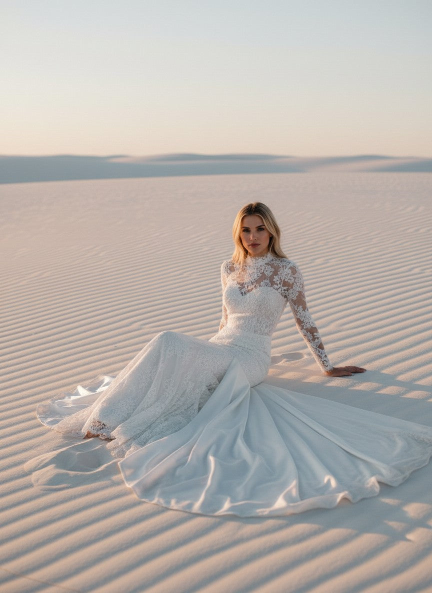 Mermaid Lace Wedding Dress — with Train, 7 Colours