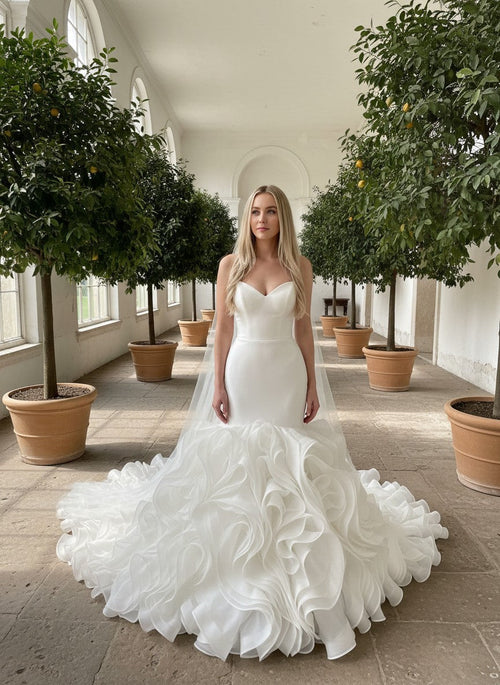 Mermaid Ruffled Wedding Dress — Plus Size, 11 Colours