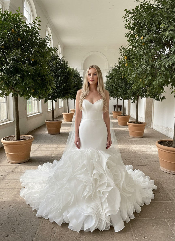 Mermaid Ruffled Wedding Dress — Plus Size, 11 Colours